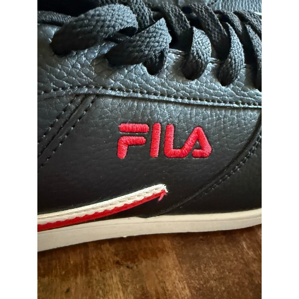 Fila Men’s A-Low Black Red White Leather Lace Up Trainers Sneakers size 12 - Picture 2 of 7